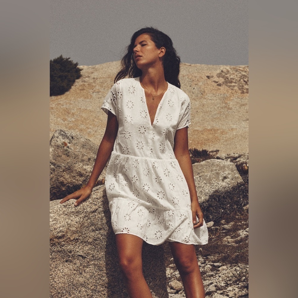 ZARA OPENWORK EMBROIDERED PRAIRIE DRESS XL